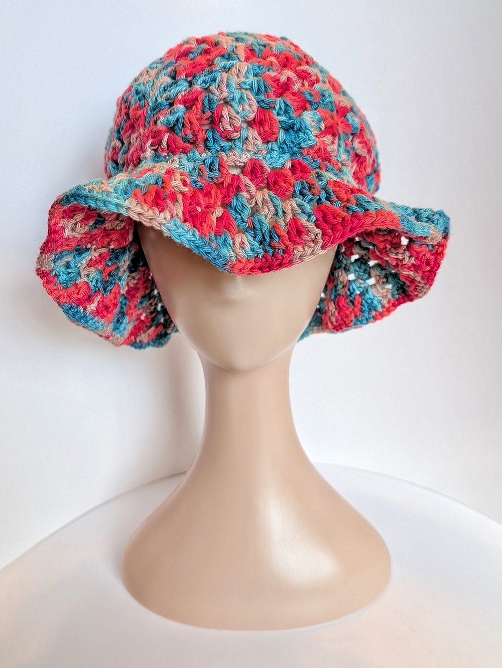 NEW,  crochet granny square bucket hat, handmade, 100% cotton